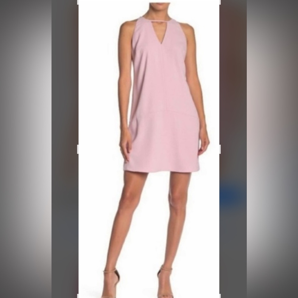 Sam Edelman Mini Dress Light Pink Keyhole V Neckline Sleeveless A Line EUC 10 👍